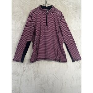 Ralph Lauren L-RL Lauren Active Womens 3X Pink Black Stripe Quarter Zip Pullover
